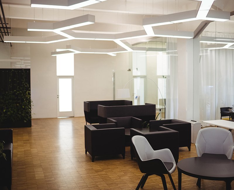 Flooring planning example for an office or commercial interior