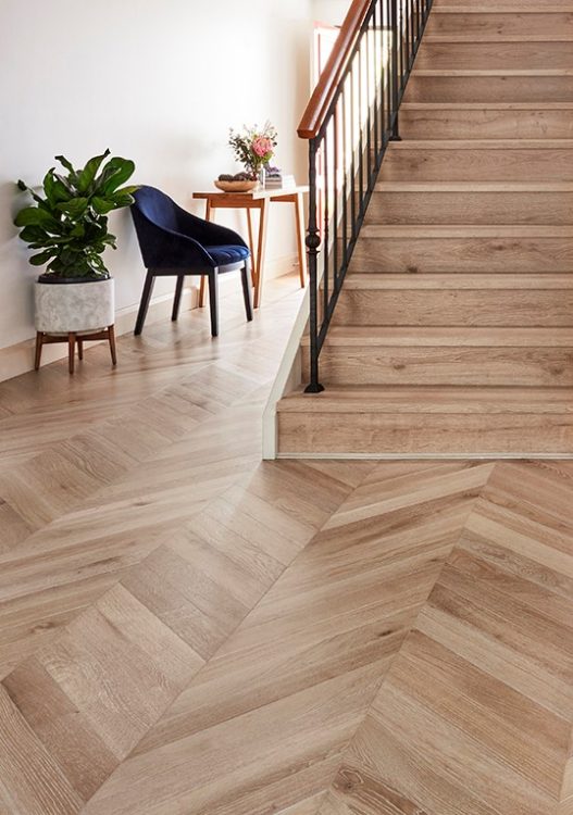 De Marque Oak Chevron Cannes engineered timber installed room example