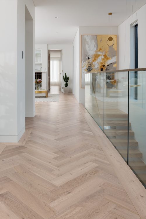 De Marque Oak Herringbone Parana engineered timber installed room example