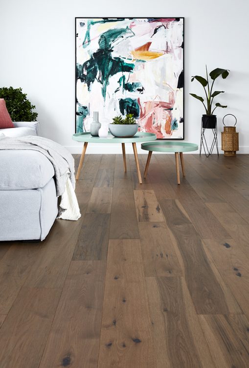 Elk Falls Hickory Copper Still engineered timber installed room example