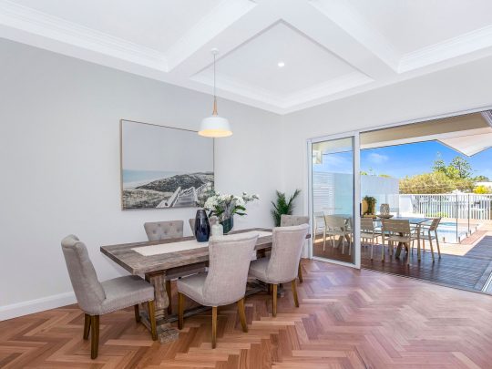 Fiddleback Australian Hardwood Herringbone Blackbutt engineered timber installed room example