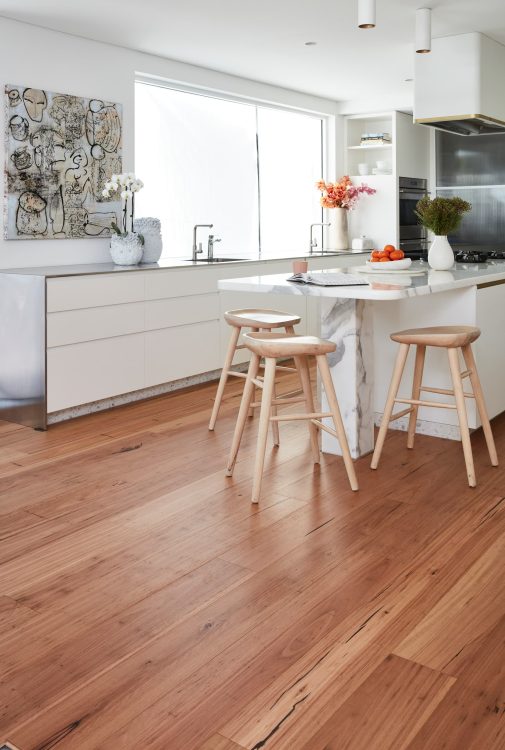 Fiddleback Australian Hardwood Rustic Blackbutt engineered timber installed room example