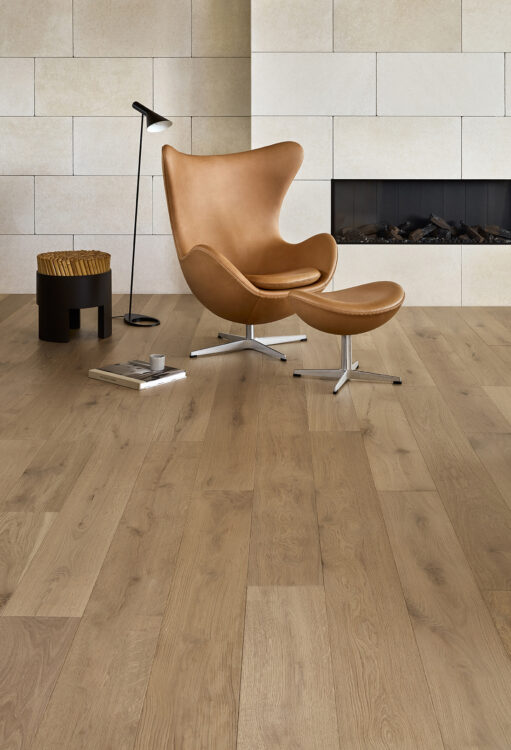 Prestige Oak Colonial Grey engineered timber installed room example