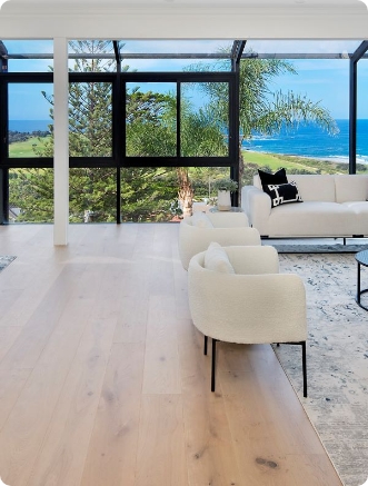 Prestige Oak Crema engineered timber installed room example