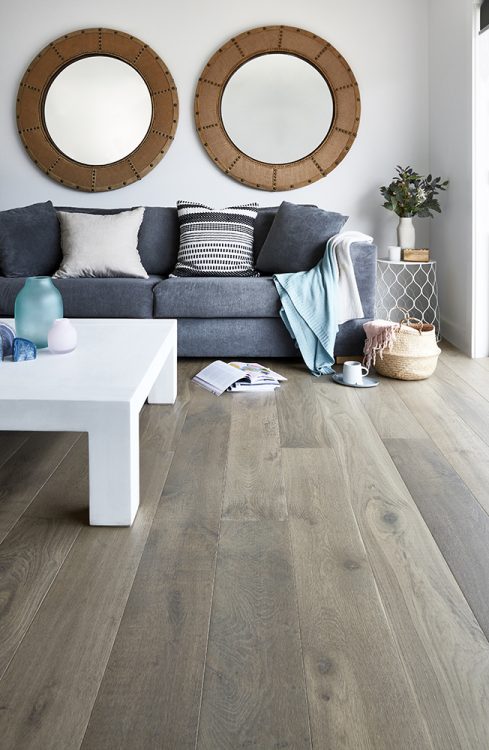 Prestige Oak Storm engineered timber installed room example