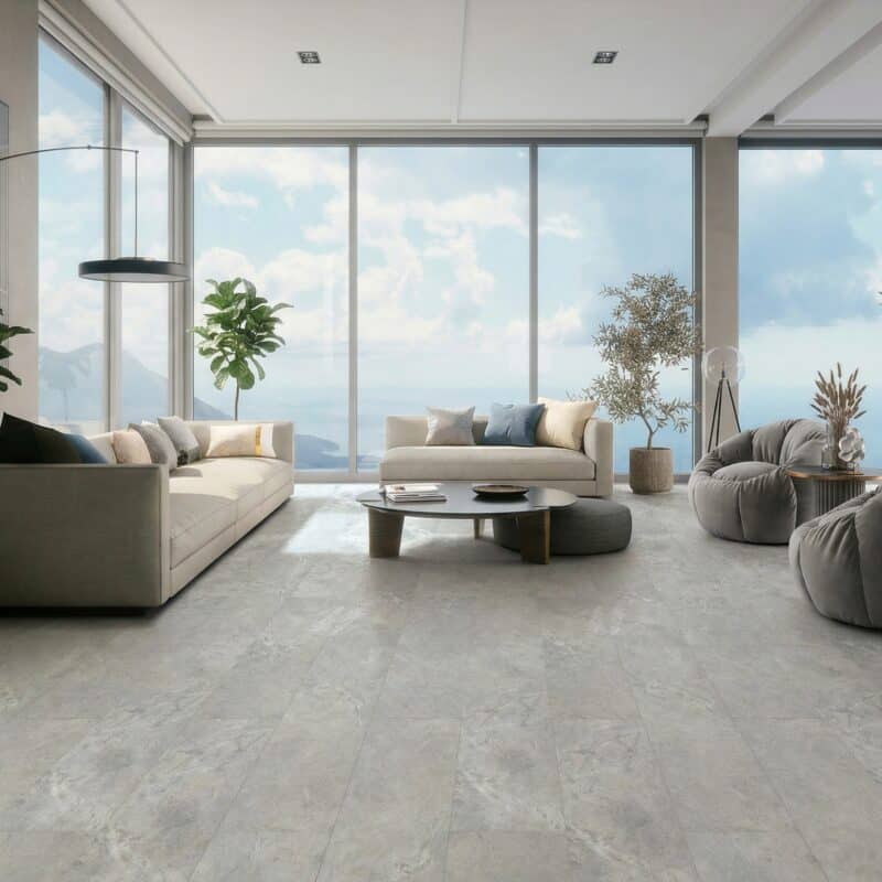 Stone Floor Tile & Marble Design Concrete Wash hybrid flooring installed room example