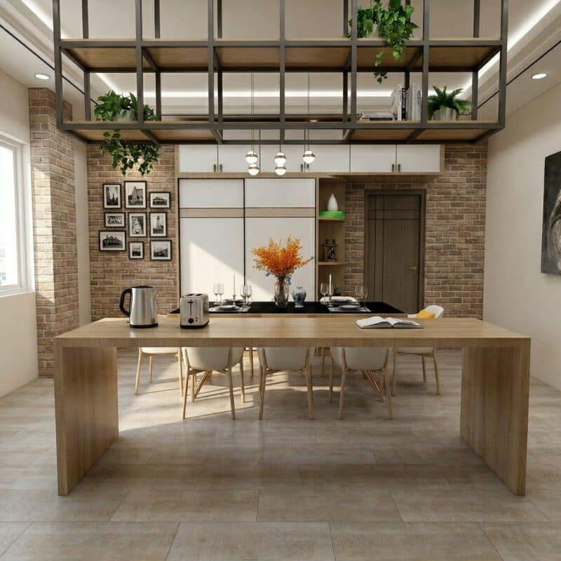 Stone Floor Tile & Marble Design Rustic hybrid flooring installed room example
