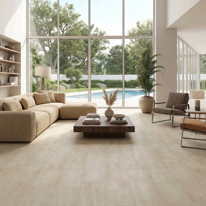 Stone Floor Tile & Marble Design Sea Shell hybrid flooring installed room example