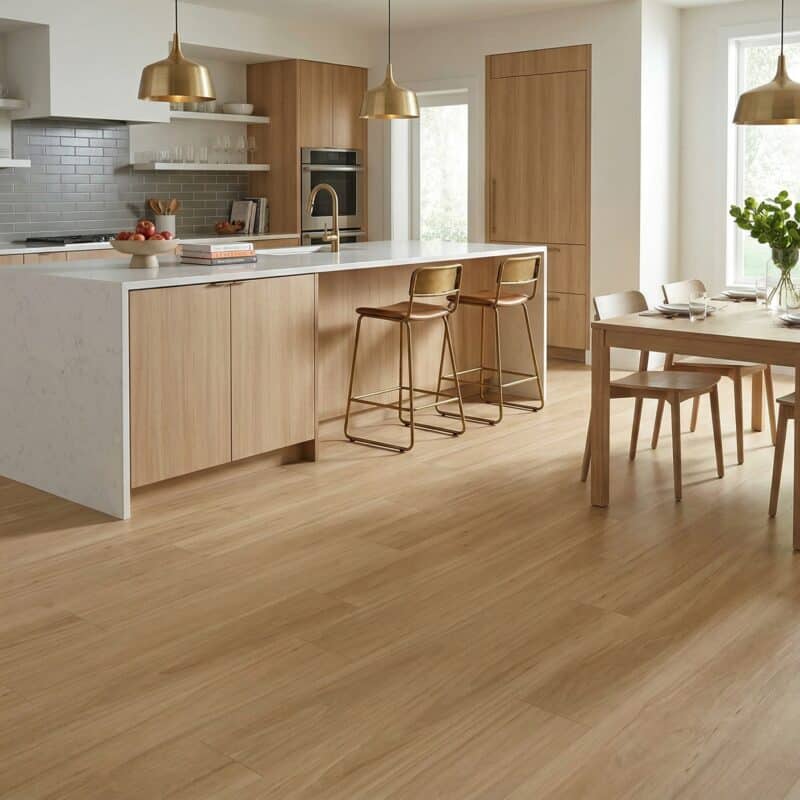 Stone Floor Timber Design Blackbutt hybrid flooring installed room example