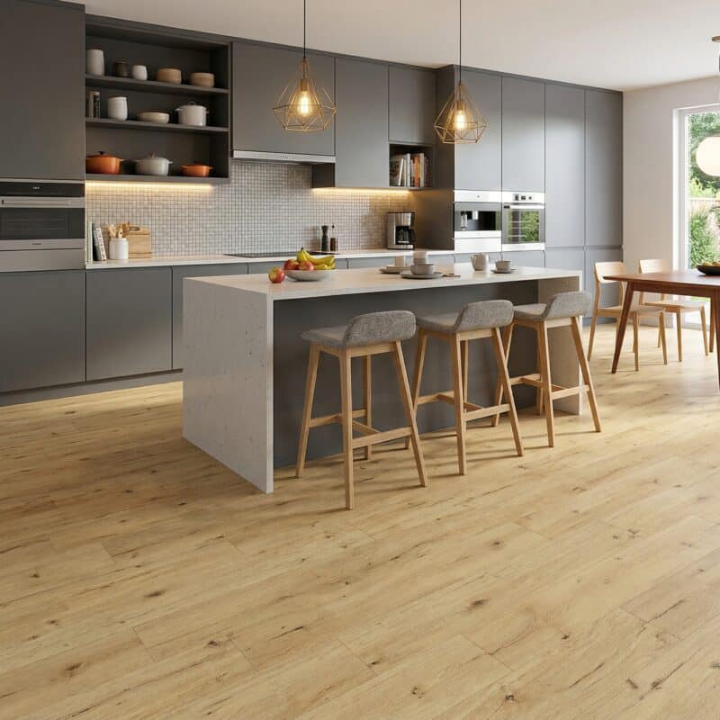 Stone Floor Timber Design Farmhouse Oak hybrid flooring installed room example