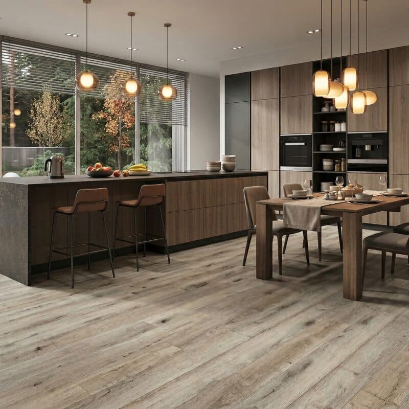 Stone Floor Timber Design Grey Breeze hybrid flooring installed room example