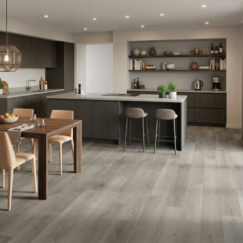 Stone Floor Timber Design Storm Grey hybrid flooring installed room example